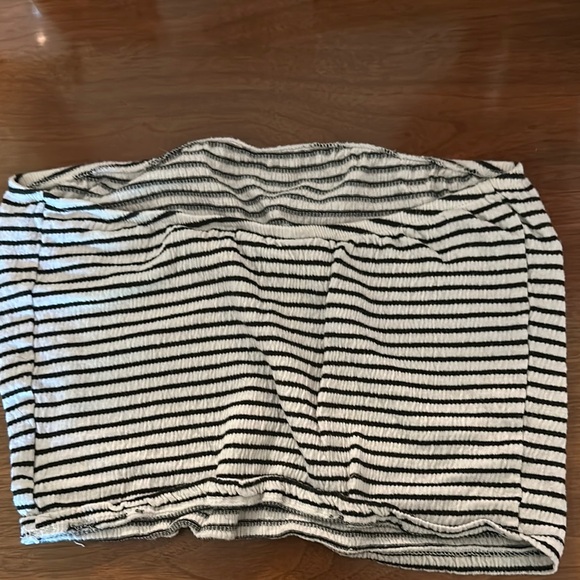 Striped Black and White Women's Tubetop - Picture 3 of 3